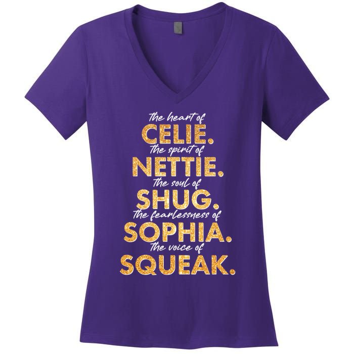 Celie Nettie Shug Sophia Squeak Women's V-Neck T-Shirt