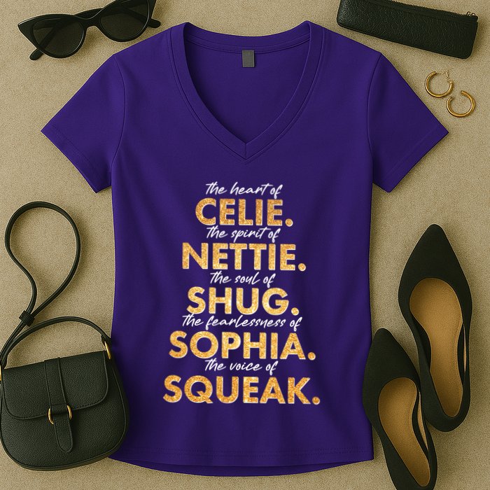 Celie Nettie Shug Sophia Squeak Women's V-Neck T-Shirt