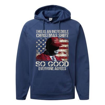 Trump Christmas Pajama So Good Everyone Agrees Funny Performance Fleece Hoodie