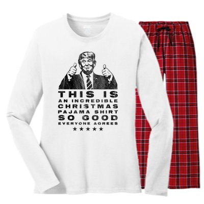 Trump Christmas Pajama So Good Everyone Agrees Funny Women's Long Sleeve Flannel Pajama Set 