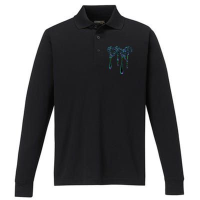 Trendingdesigns Colorful Paint Drip Design Performance Long Sleeve Polo