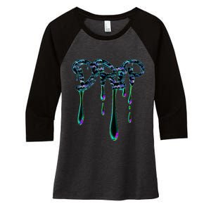 Trendingdesigns Colorful Paint Drip Design Women's Tri-Blend 3/4-Sleeve Raglan Shirt