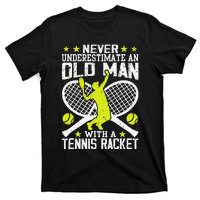 Tennis Coach Player Racket Funny Grandpa Tennis Lover Player T-Shirt