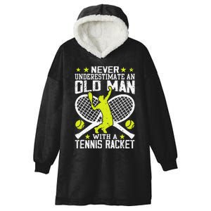 Tennis Coach Player Racket Funny Grandpa Tennis Lover Player Hooded Wearable Blanket