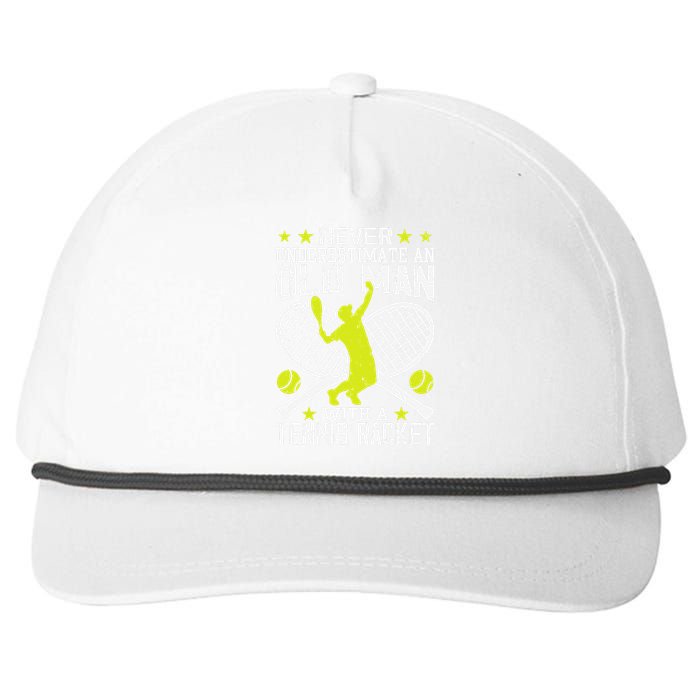 Tennis Coach Player Racket Funny Grandpa Tennis Lover Player Snapback Five-Panel Rope Hat