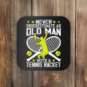 Tennis Coach Player Racket Funny Grandpa Tennis Lover Player Coaster