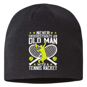 Tennis Coach Player Racket Funny Grandpa Tennis Lover Player Sustainable Beanie