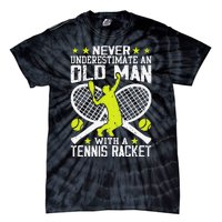 Tennis Coach Player Racket Funny Grandpa Tennis Lover Player Tie-Dye T-Shirt