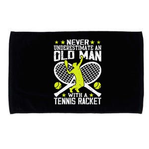 Tennis Coach Player Racket Funny Grandpa Tennis Lover Player Microfiber Hand Towel