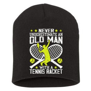 Tennis Coach Player Racket Funny Grandpa Tennis Lover Player Short Acrylic Beanie