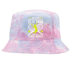 Tennis Coach Player Racket Funny Grandpa Tennis Lover Player Tie-Dyed Bucket Hat