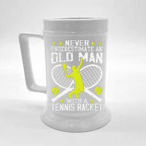 Tennis Coach Player Racket Funny Grandpa Tennis Lover Player Beer Stein