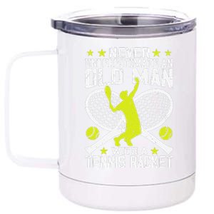 Tennis Coach Player Racket Funny Grandpa Tennis Lover Player 12 oz Stainless Steel Tumbler Cup