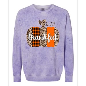 Thankful Cheetah Plaid Pumpkin Cute Holiday Colorblast Crewneck Sweatshirt