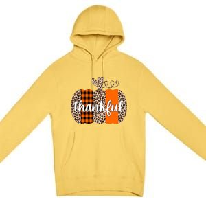 Thankful Cheetah Plaid Pumpkin Cute Holiday Premium Pullover Hoodie