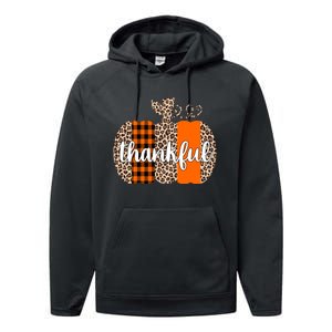 Thankful Cheetah Plaid Pumpkin Cute Holiday Performance Fleece Hoodie