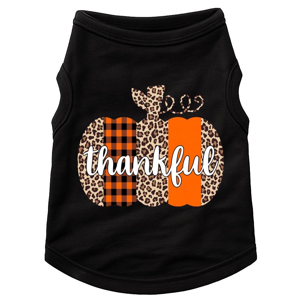 Thankful Cheetah Plaid Pumpkin Cute Holiday Doggie Tank