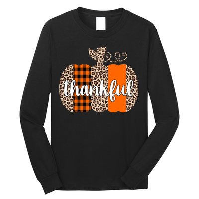 Thankful Cheetah Plaid Pumpkin Cute Holiday Long Sleeve Shirt
