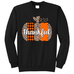 Thankful Cheetah Plaid Pumpkin Cute Holiday Sweatshirt