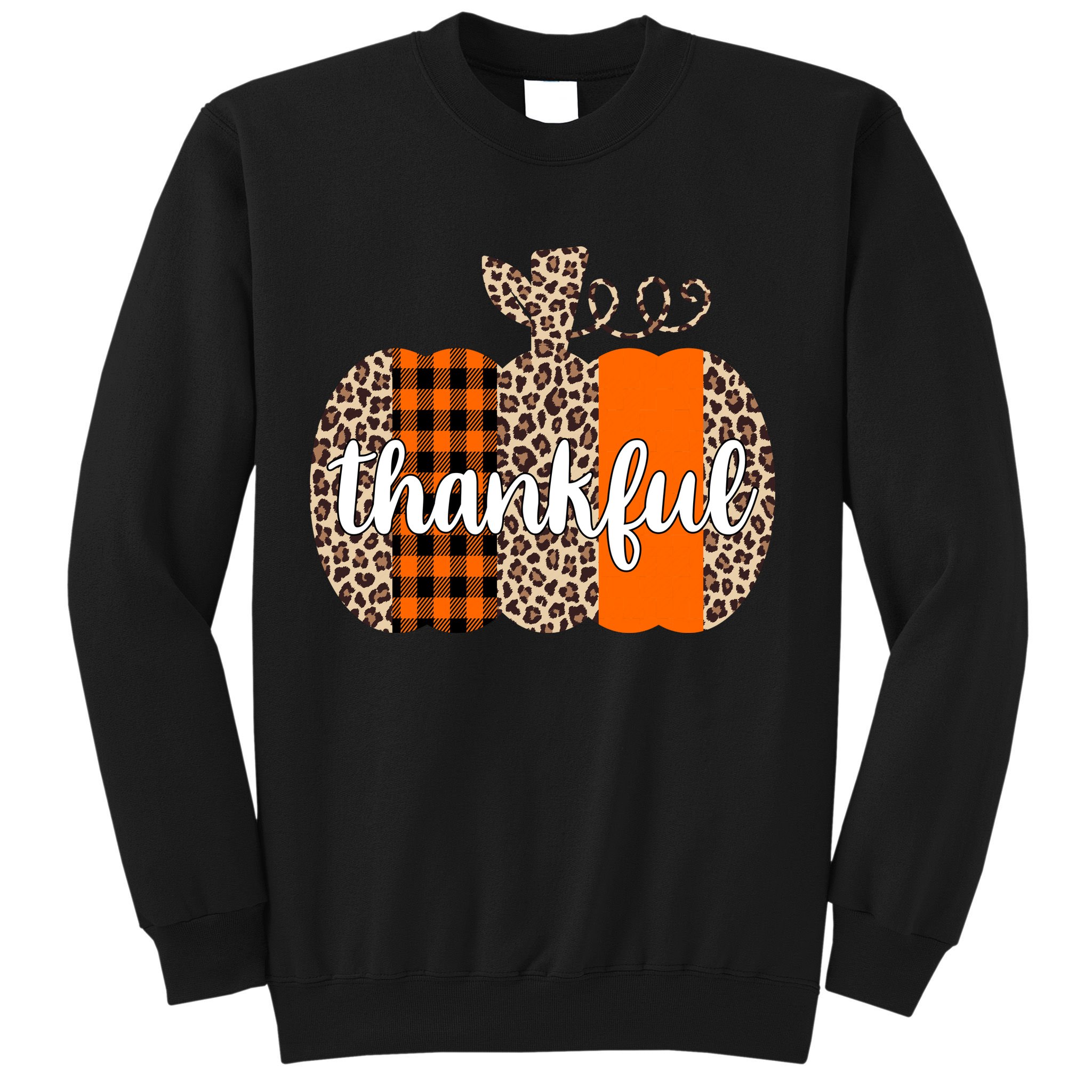 Thankful Cheetah Plaid Pumpkin Cute Holiday Sweatshirt