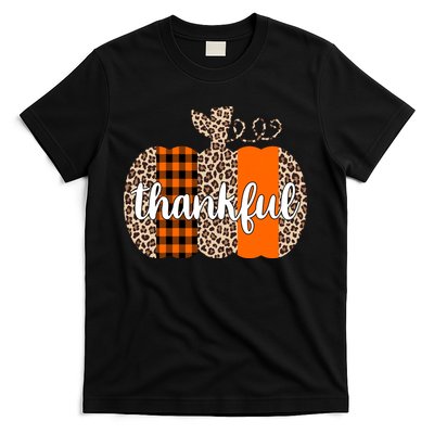 Thankful Cheetah Plaid Pumpkin Cute Holiday T-Shirt