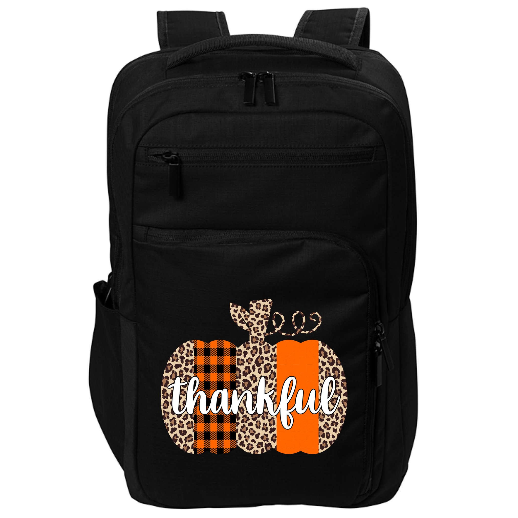 Thankful Cheetah Plaid Pumpkin Cute Holiday Impact Tech Backpack