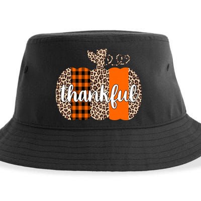 Thankful Cheetah Plaid Pumpkin Cute Holiday Sustainable Bucket Hat