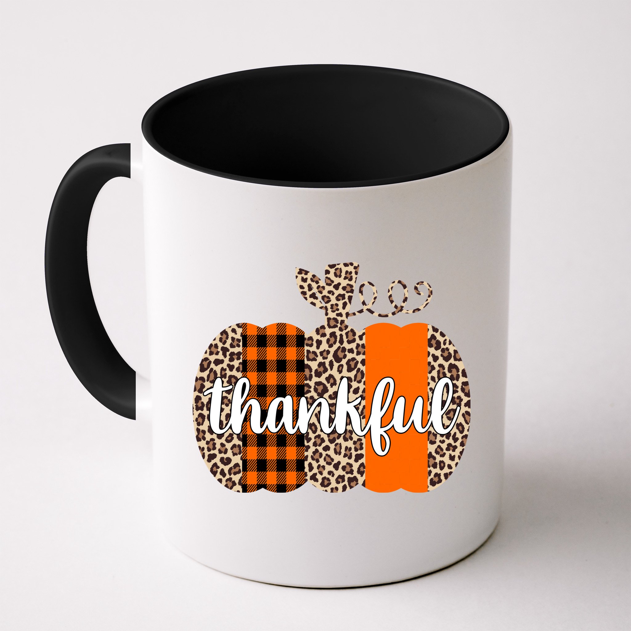 Thankful Cheetah Plaid Pumpkin Cute Holiday Mug