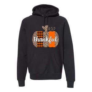 Thankful Cheetah Plaid Pumpkin Cute Holiday Premium Hoodie