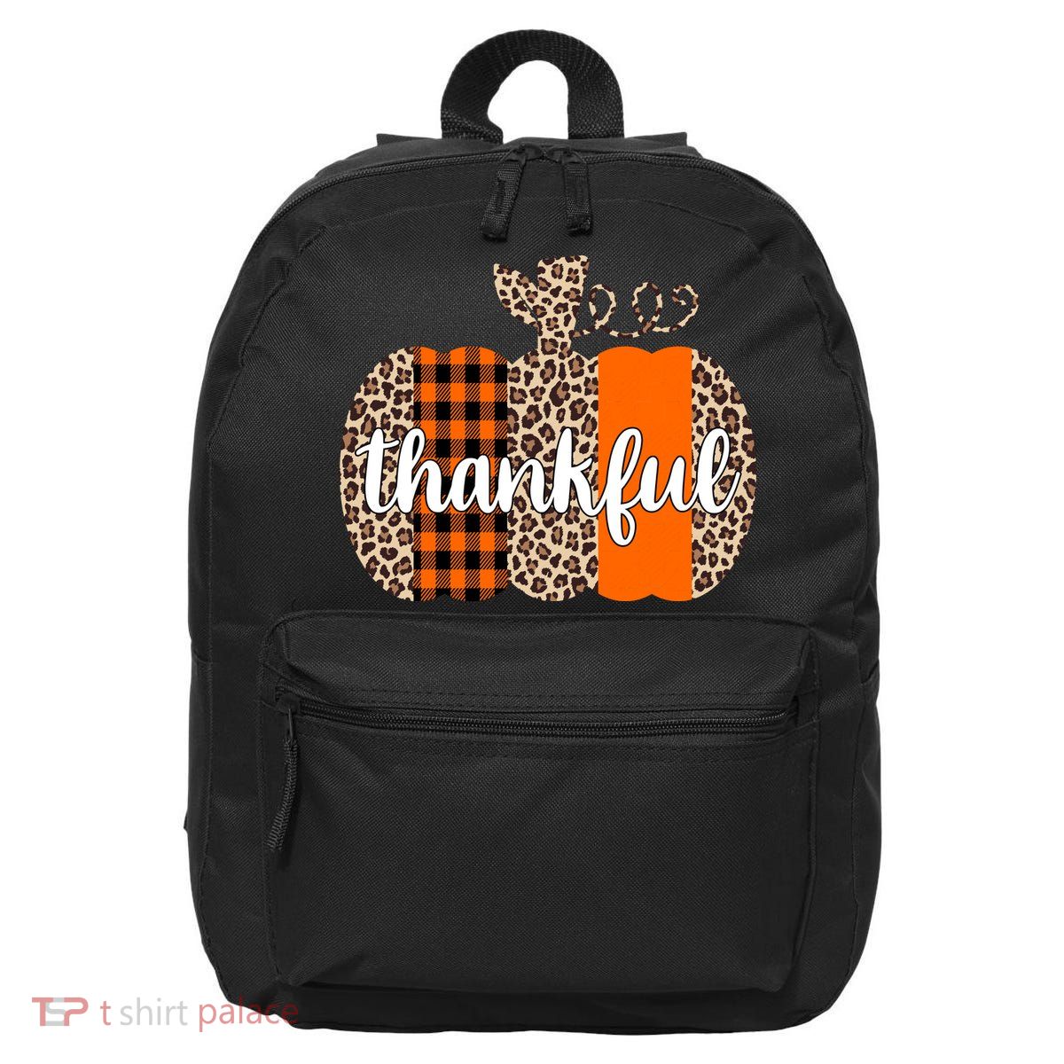 Thankful Cheetah Plaid Pumpkin Cute Holiday 16 in Basic Backpack