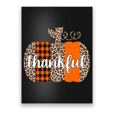 Thankful Cheetah Plaid Pumpkin Cute Holiday Poster