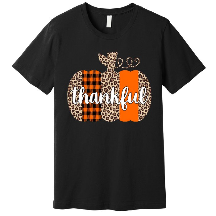 Thankful Cheetah Plaid Pumpkin Cute Holiday Premium T-Shirt