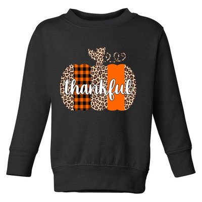 Thankful Cheetah Plaid Pumpkin Cute Holiday Toddler Sweatshirt