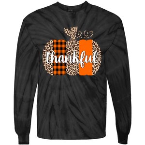 Thankful Cheetah Plaid Pumpkin Cute Holiday Tie-Dye Long Sleeve Shirt