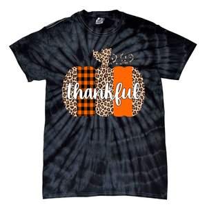 Thankful Cheetah Plaid Pumpkin Cute Holiday Tie-Dye T-Shirt