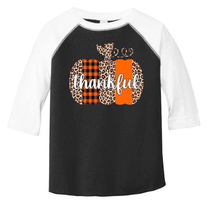 Thankful Cheetah Plaid Pumpkin Cute Holiday Toddler Fine Jersey T-Shirt