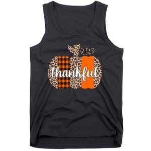 Thankful Cheetah Plaid Pumpkin Cute Holiday Tank Top