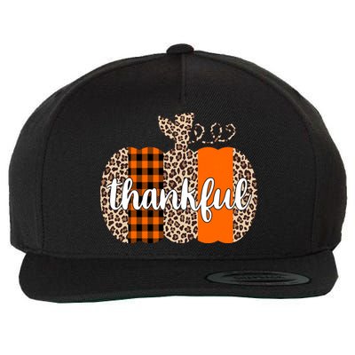 Thankful Cheetah Plaid Pumpkin Cute Holiday Wool Snapback Cap