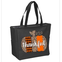 Thankful Cheetah Plaid Pumpkin Cute Holiday Zip Tote Bag