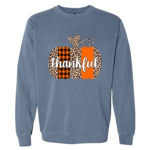 Thankful Cheetah Plaid Pumpkin Cute Holiday Garment-Dyed Sweatshirt