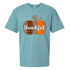 Thankful Cheetah Plaid Pumpkin Cute Holiday Sueded Cloud Jersey T-Shirt