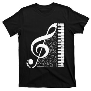 Treble Clef Piano Musical Notes Pianist Musician Instrument T-Shirt