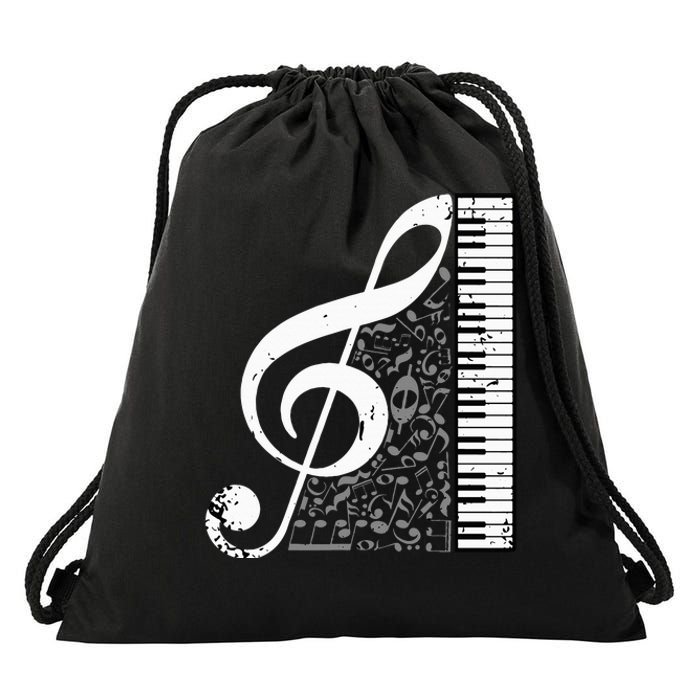 Treble Clef Piano Musical Notes Pianist Musician Instrument Drawstring Bag