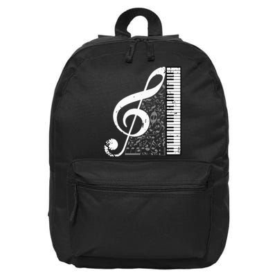 Treble Clef Piano Musical Notes Pianist Musician Instrument 16 in Basic Backpack