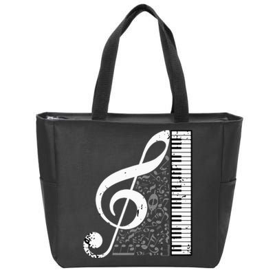 Treble Clef Piano Musical Notes Pianist Musician Instrument Zip Tote Bag