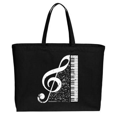 Treble Clef Piano Musical Notes Pianist Musician Instrument Cotton Canvas Jumbo Tote