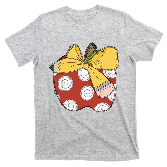 Teacher Coquette Pencil Bow And Apple Teacher T-Shirt