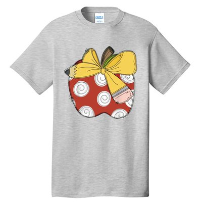 Teacher Coquette Pencil Bow And Apple Teacher Tall T-Shirt