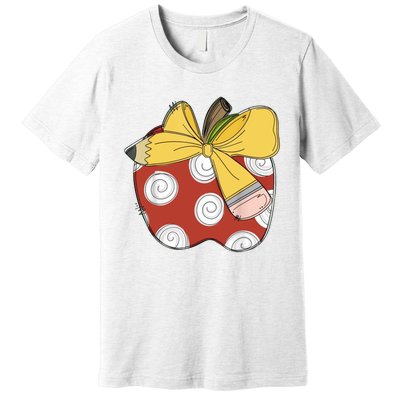 Teacher Coquette Pencil Bow And Apple Teacher Premium T-Shirt