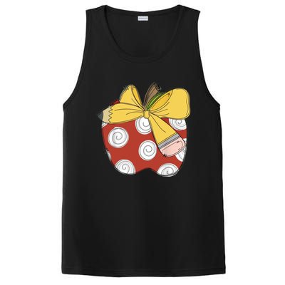 Teacher Coquette Pencil Bow And Apple Teacher PosiCharge Competitor Tank